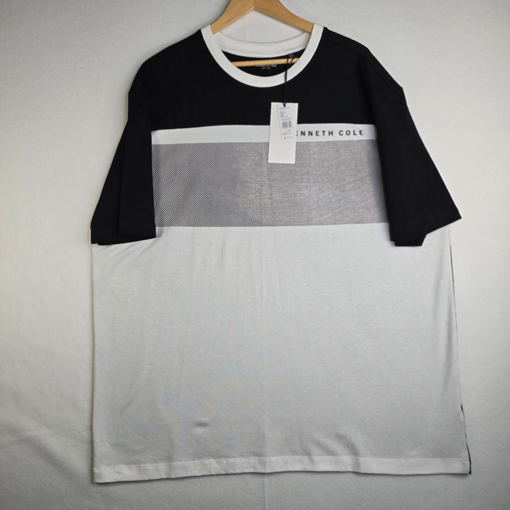 Kenneth Cole New York Mens 2X Big & Tall T-Shirt Black White Colorblock NWT